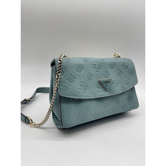 GUESS Cresidia logo embossed convertible small shoulder crossbody bag -Teal - Picture 9 of 14